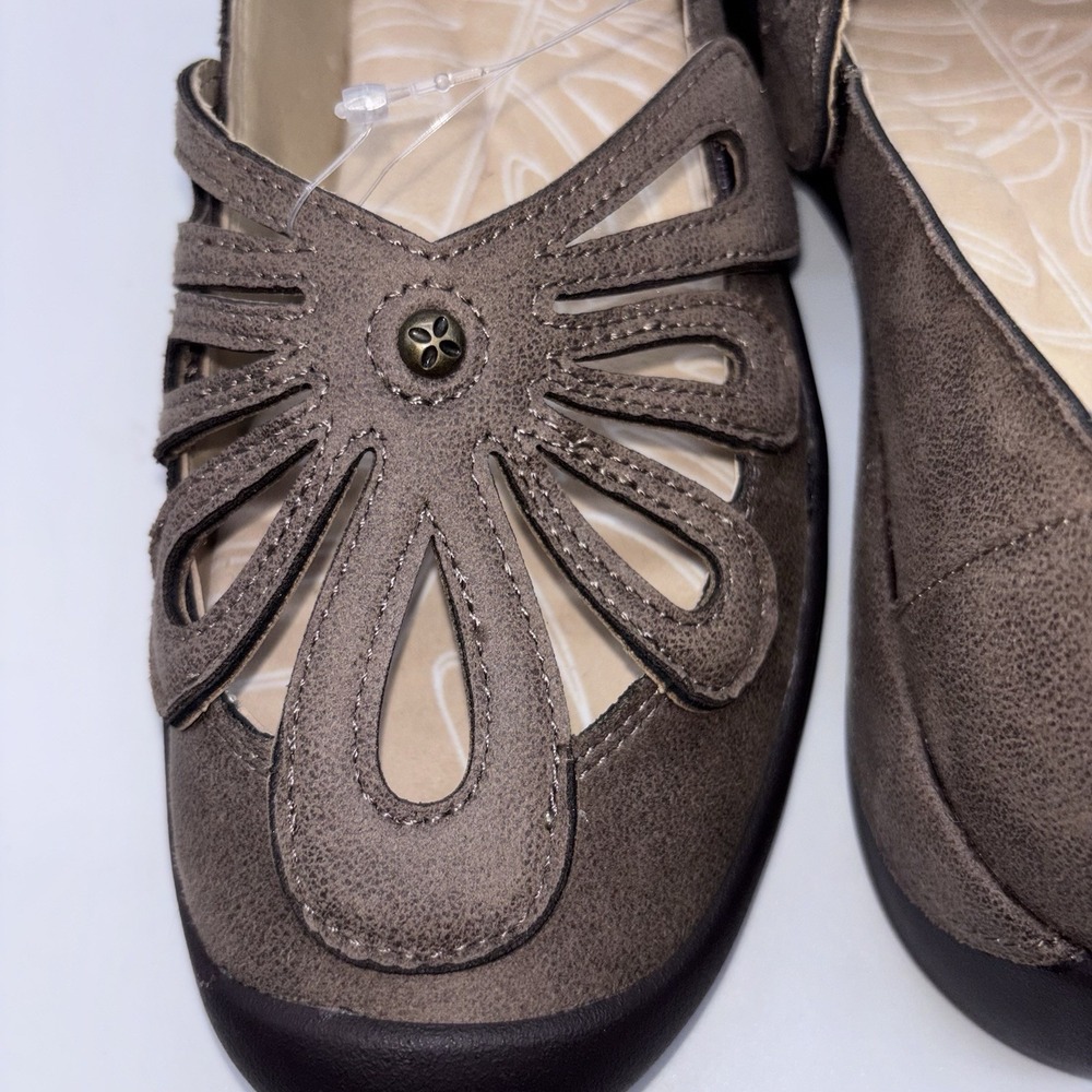 Jbu Pearl Eco‎ Vegan Ballet Flat Cutout Shoes Womens 8.5 Tan Brown NWT - Picture 8 of 9